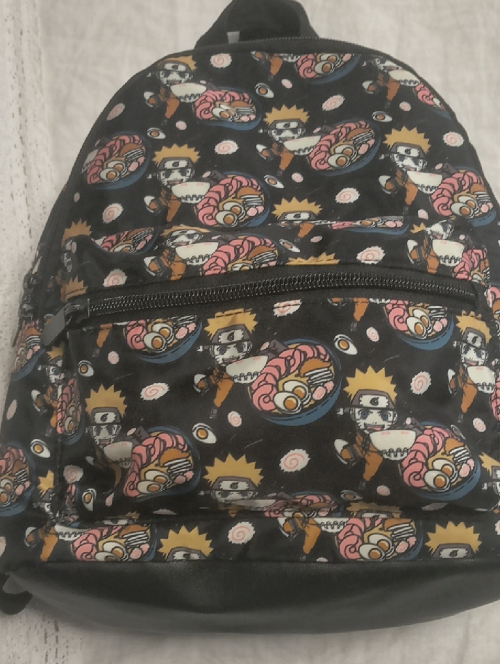 Black Kids Backpack with Anime Ramen Print